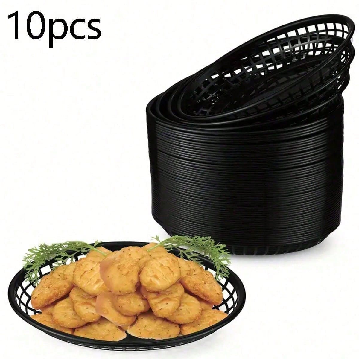 Food Snacks Basket - 10 Oval Plastic Baskets, Portable Movie