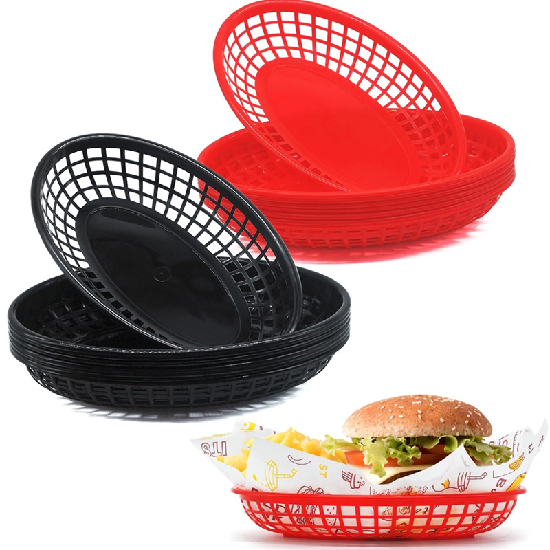 Food Snacks Basket - Plastic Fast Food Basket Oval Food
