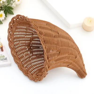 Food Snacks Basket - Small Cornucopia Basket Woven Bread Basket