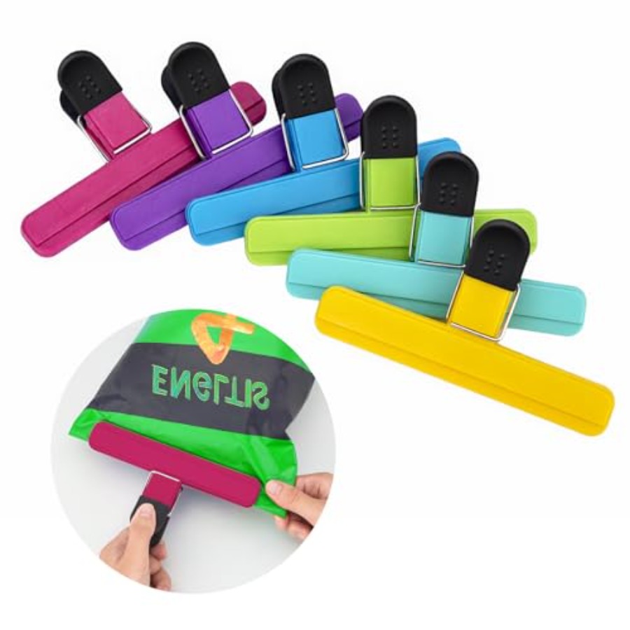 Food Snacks At Home - 6 Pack Chip Clips, Large Plastic