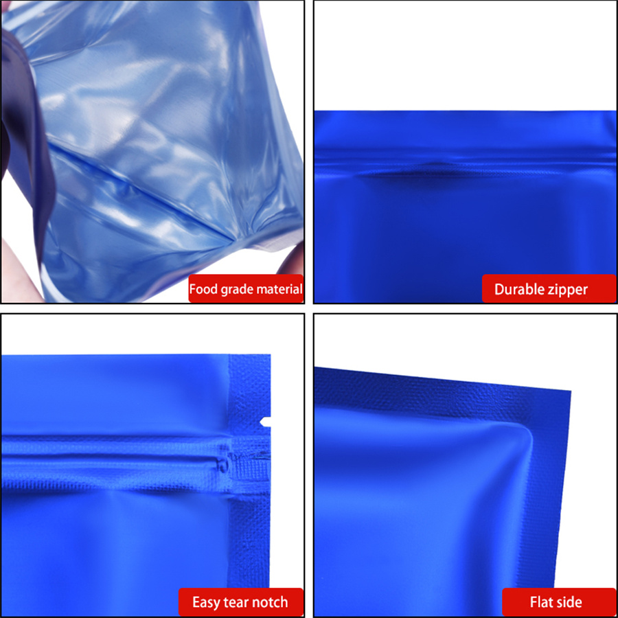 100pcs Matte Blue Foil Zipper  - Food Snacks In Usa review and price
