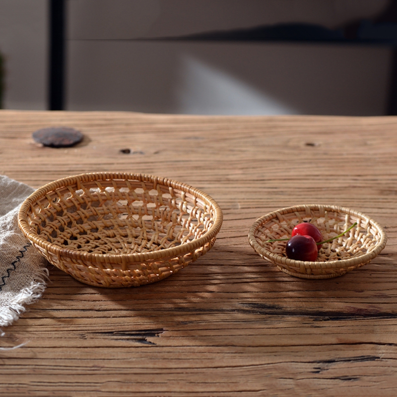Round Bamboo Rattan Tray, Hand - Food Snacks Basket review and price